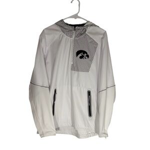 Iowa Hawkeyes White Windbreaker Hoodie Jacket Men’s Large NWOT NCAA